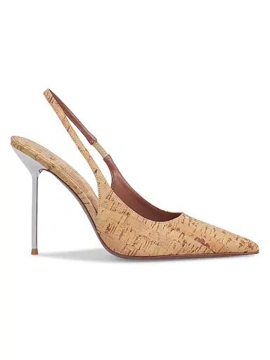 Paris Texas Women's Lidia 105MM Cork-Print Leather Slingback Sandals - Natural Silver - Size 11 | Thumbnail 1