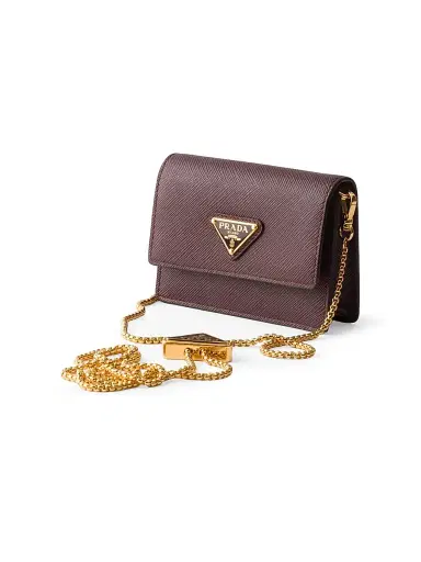 Prada Women's Saffiano Leather Card Holder with Shoulder Strap | Thumbnail 2 Prada Women's Saffiano Leather Card Holder with Shoulder Strap | Thumbnail 2