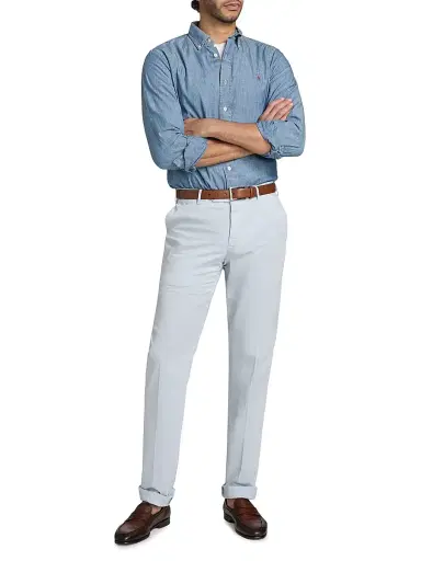 PT Torino Men's Garment-Dyed Stretch Cotton-Silk Chino Pants - Dust Gray | Thumbnail 2