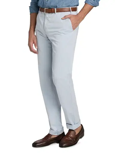 PT Torino Men's Garment-Dyed Stretch Cotton-Silk Chino Pants - Dust Gray | Thumbnail 4