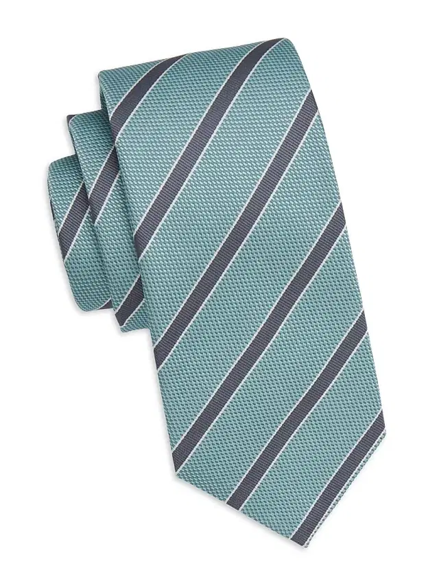 Isaia Men's Repp Striped Silk Tie - Pastel Green