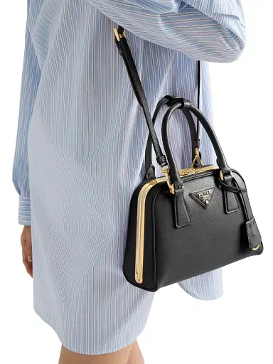 Prada Women's Pyramid Saffiano Leather Mini Top Handle Bag | Thumbnail 3 Prada Women's Pyramid Saffiano Leather Mini Top Handle Bag | Thumbnail 3
