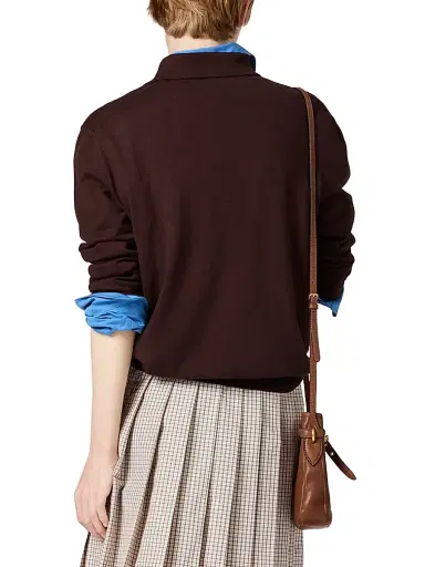 Miu Miu Women's Wool Knit Polo Shirt - Brown - Size 2 | Thumbnail 4