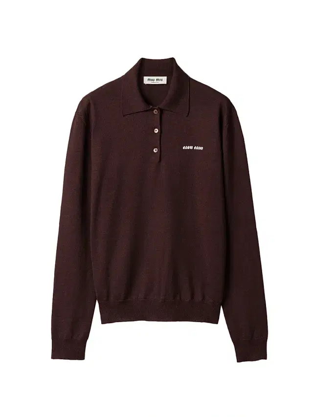 Women's Wool Knit Polo Shirt - Brown