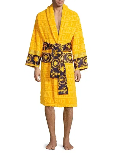 Versace Men's Logo Baroque Bathrobe - Gold - Size XL | Thumbnail 3 Versace Men's Logo Baroque Bathrobe - Gold - Size XL | Thumbnail 3