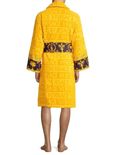 Versace Men's Logo Baroque Bathrobe - Gold - Size XL | Thumbnail 5 Versace Men's Logo Baroque Bathrobe - Gold - Size XL | Thumbnail 5