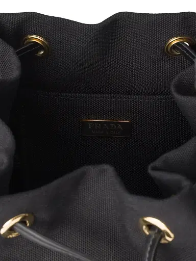 Prada Women's Wicker and Canvas Bucket Bag - Black | Thumbnail 5