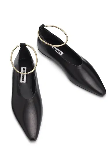 Jil Sander Women's Ring Leather Ballerina Flats - Black - Size 11 | Thumbnail 4