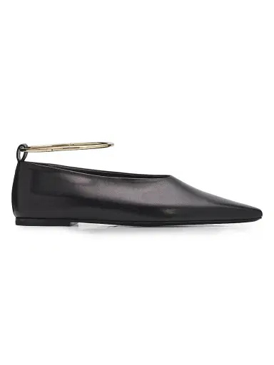 Jil Sander Women's Ring Leather Ballerina Flats - Black - Size 11 | Thumbnail 1