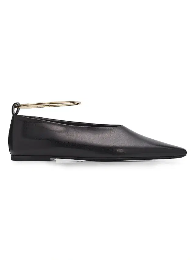 Jil Sander Women's Ring Leather Ballerina Flats - Black