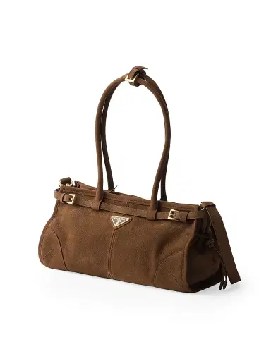 Prada Women's Bonnie Medium Nubuck Leather Handbag - Brown | Thumbnail 4