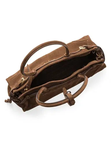 Prada Women's Bonnie Medium Nubuck Leather Handbag - Brown | Thumbnail 6