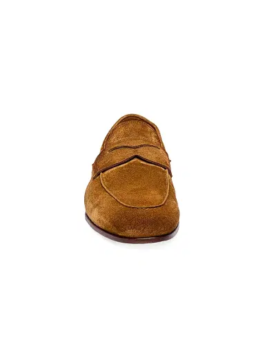 Santoni Men's Carlos Suede Penny Loafers | Thumbnail 3 Santoni Men's Carlos Suede Penny Loafers | Thumbnail 3