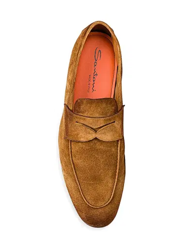 Santoni Men's Carlos Suede Penny Loafers | Thumbnail 6 Santoni Men's Carlos Suede Penny Loafers | Thumbnail 6
