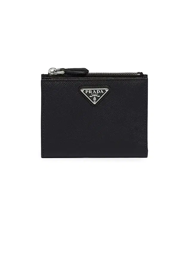 Prada Women's  Saffiano Leather Wallet - Black Silver