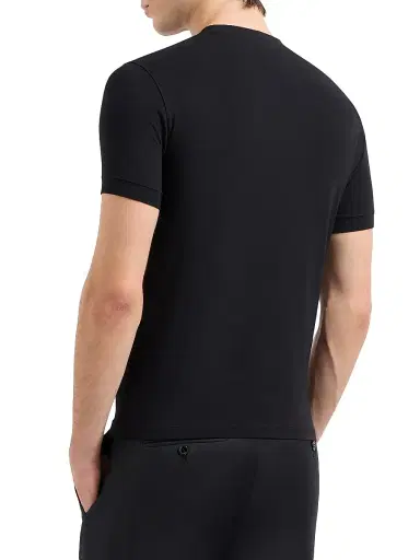 Giorgio Armani Men's Crewneck Stretch T-Shirt - Nero - Size 48 | Thumbnail 4 Giorgio Armani Men's Crewneck Stretch T-Shirt - Nero - Size 48 | Thumbnail 4