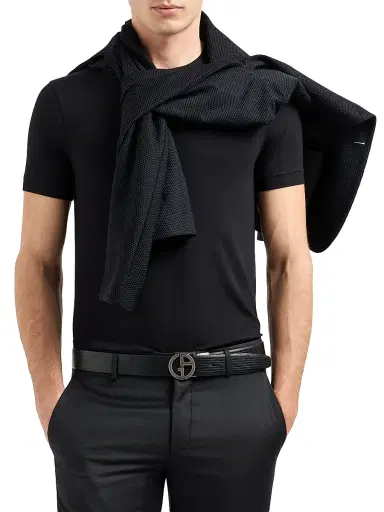 Giorgio Armani Men's Crewneck Stretch T-Shirt - Nero - Size 48 | Thumbnail 5 Giorgio Armani Men's Crewneck Stretch T-Shirt - Nero - Size 48 | Thumbnail 5