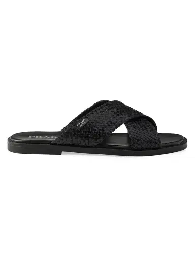 Prada Men's Crisscross Slides - Black - Size 12 | Thumbnail 1 Prada Men's Crisscross Slides - Black - Size 12 | Thumbnail 1