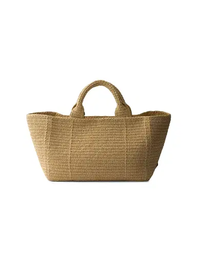 Prada Women's Large Crochet Tote Bag with Leather Details | Thumbnail 3