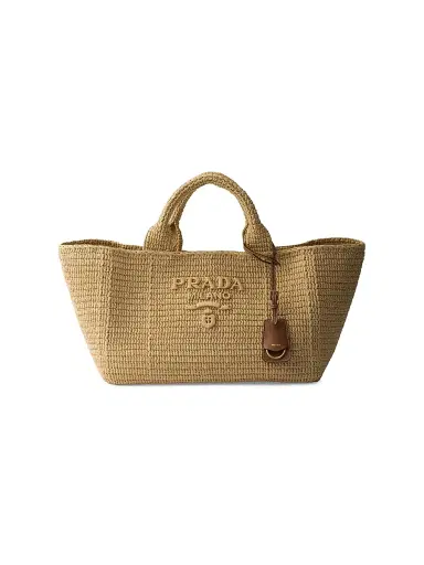 Prada Women's Large Crochet Tote Bag with Leather Details | Thumbnail 1