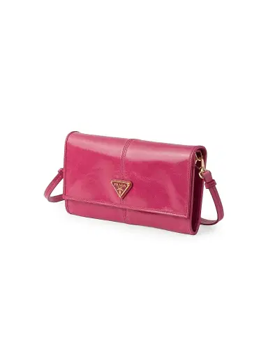 Prada Women's Leather Wallet with Shoulder Strap - Pink | Thumbnail 2
