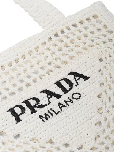 Prada Women's Large Crochet Tote Bag - White | Thumbnail 6 Prada Women's Large Crochet Tote Bag - White | Thumbnail 6