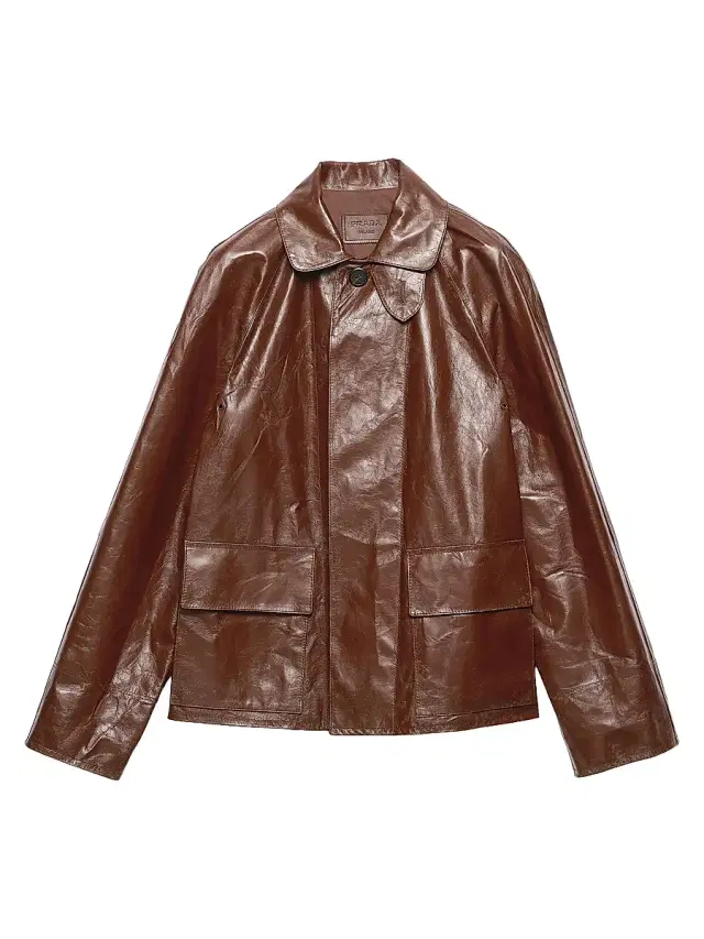Men's Vintage-Look Leather Blouson Jacket - Brown