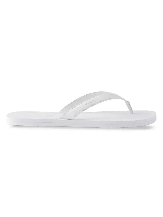 Men's Brushed Leather Flip-Flops - White