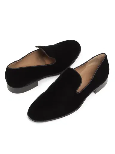 Gianvito Rossi Men's Satin Velvet Loafers - Black - Size 12 | Thumbnail 4