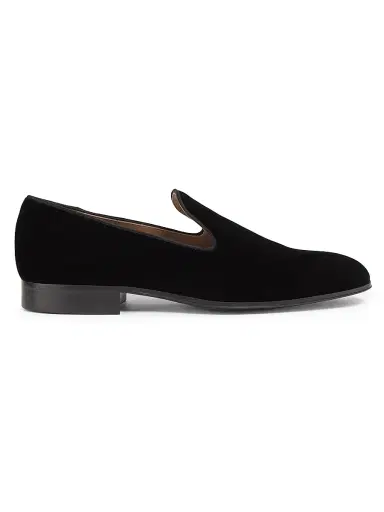 Gianvito Rossi Men's Satin Velvet Loafers - Black - Size 12 | Thumbnail 1