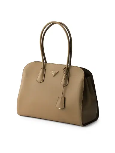Prada Women's Large Leather Tote Bag - Beige Khaki | Thumbnail 2