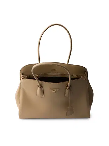 Prada Women's Large Leather Tote Bag - Beige Khaki | Thumbnail 4