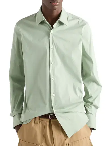 Prada Men's Stretch Cotton Shirt - Green - Size 17 | Thumbnail 2