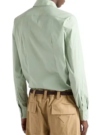 Prada Men's Stretch Cotton Shirt - Green - Size 17 | Thumbnail 3