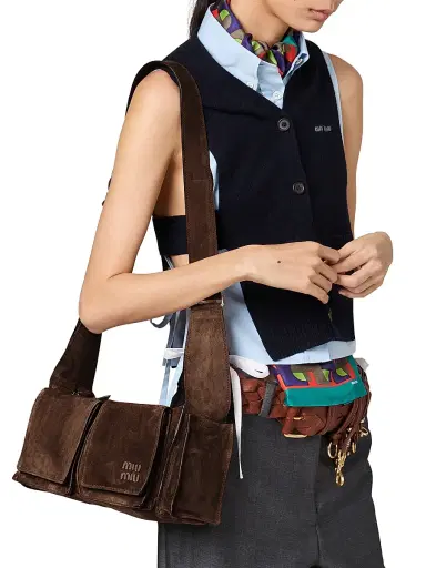 Miu Miu Women's Utilitaire Suede Shoulder Bag | Thumbnail 2 Miu Miu Women's Utilitaire Suede Shoulder Bag | Thumbnail 2