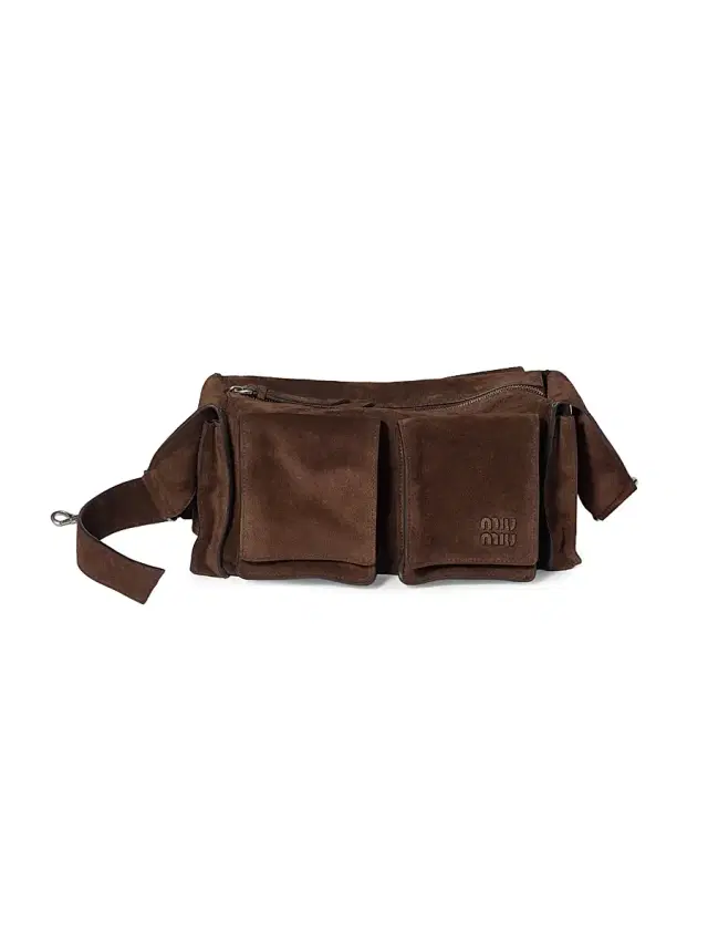 Miu Miu Women's Utilitaire Suede Shoulder Bag - Dark Brown