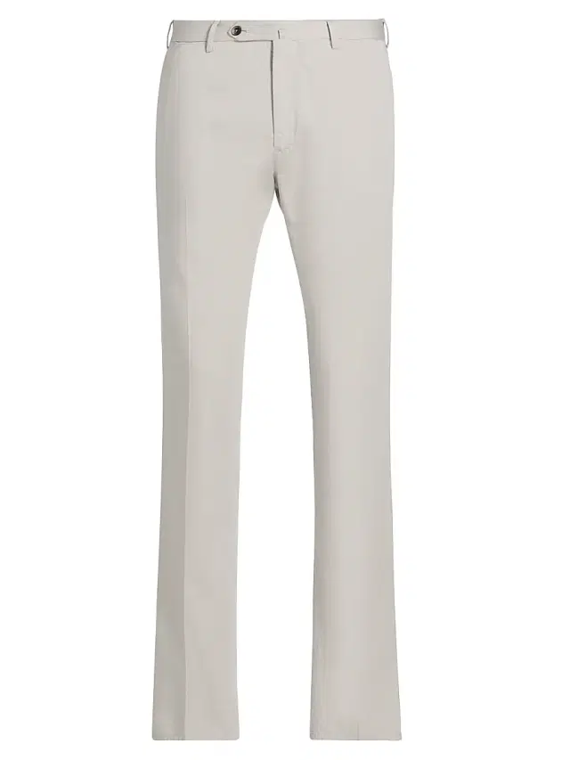 PT Torino Men's Garment-Dyed Stretch Cotton-Silk Chino Pants - Aluminium - Size 40