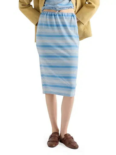 Prada Women's Bayadere Print Pique Skirt - Blue - Size 10 | Thumbnail 2 Prada Women's Bayadere Print Pique Skirt - Blue - Size 10 | Thumbnail 2