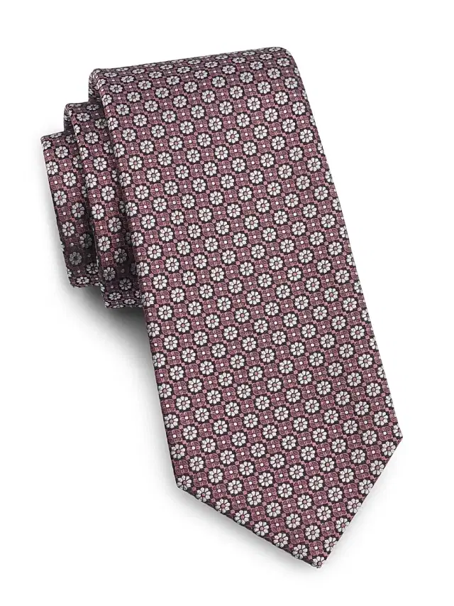 Isaia Men's Floral Silk Tie - Bright Pink