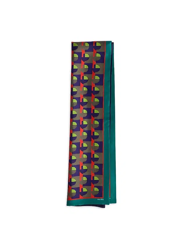 Miu Miu Women's Printed Silk Scarf - Green