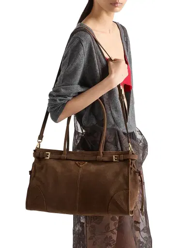 Prada Women's Bonnie Large Nubuck Leather Shoulder Bag | Thumbnail 3 Prada Women's Bonnie Large Nubuck Leather Shoulder Bag | Thumbnail 3