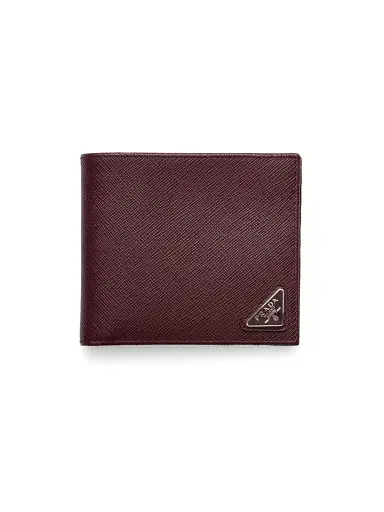 Prada Men's Saffiano Leather Wallet - Dark Red | Thumbnail 1