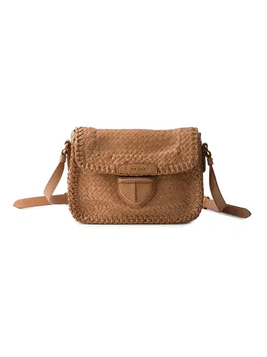 Prada Women's Woven Leather Mini Shoulder Bag | Thumbnail 1 Prada Women's Woven Leather Mini Shoulder Bag | Thumbnail 1