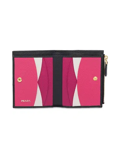 Prada Women's Small Saffiano Leather Wallet - Black Pink | Thumbnail 4