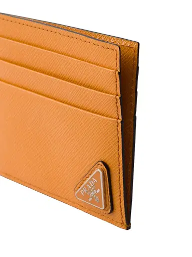 Prada Men's Saffiano Leather Card Holder - Orange | Thumbnail 3