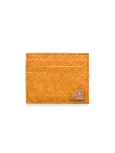 Prada Men's Saffiano Leather Card Holder - Orange | Thumbnail 1