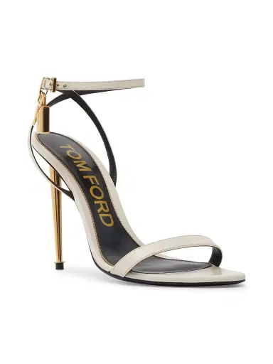 Tom Ford Women's Padlock 105MM Leather Point-Toe Ankle-Strap Sandals - Chalk - Size 7 | Thumbnail 2