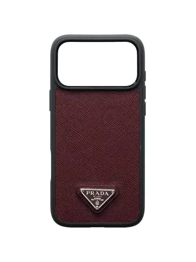 Prada Saffiano Leather Case for iPhone 17 Pro Max - Dark Red | Thumbnail 1