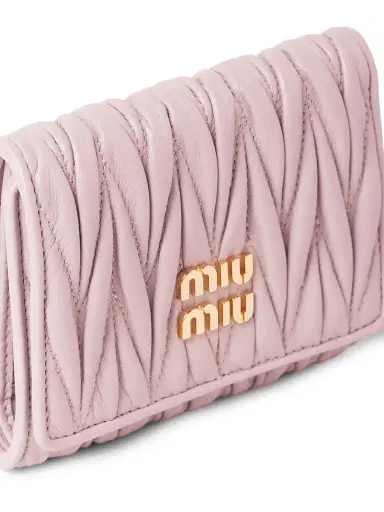 Miu Miu Women's Small Matelasse Nappa Leather Wallet - Pink | Thumbnail 4 Miu Miu Women's Small Matelasse Nappa Leather Wallet - Pink | Thumbnail 4