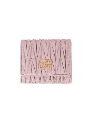 Miu Miu Women's Small Matelasse Nappa Leather Wallet - Pink | Thumbnail 1 Miu Miu Women's Small Matelasse Nappa Leather Wallet - Pink | Thumbnail 1